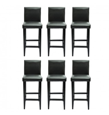 Baro taburetės, 6 vnt., juodos, dirbtinė oda - Baro kėdės - 1