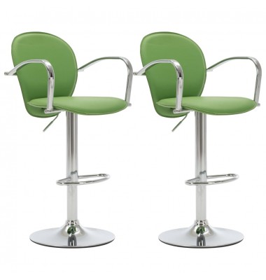 Baro taburetės su porankiais, 2vnt., žalios, dirbtinė oda - Baro kėdės - 1