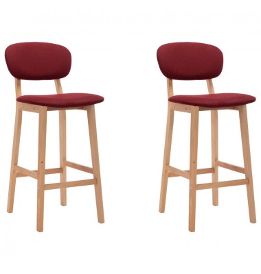  Baro taburetės, 2vnt., raudonojo vyno spalvos, audinys - Baro kėdės - 1