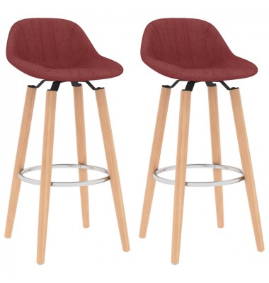  Baro taburetės, 2vnt., raudonojo vyno spalvos, audinys - Baro kėdės - 1