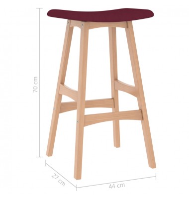  Baro taburetės, 2vnt., raudonojo vyno spalvos, audinys  - Baro kėdės - 6