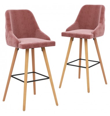  Baro taburetės, 2vnt., rožinės spalvos, aksomas - Baro kėdės - 1