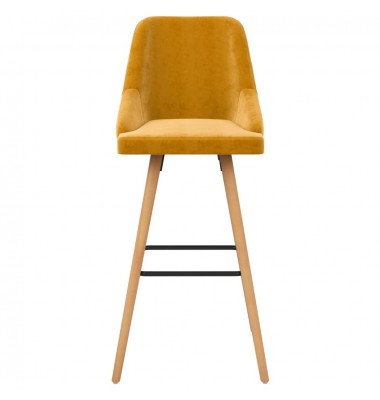  Baro taburetės, 2vnt., geltonos spalvos, aksomas - Baro kėdės - 3