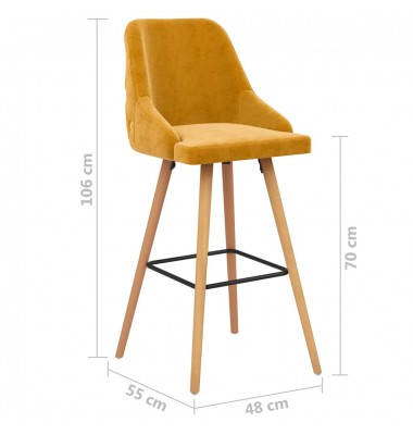  Baro taburetės, 2vnt., geltonos spalvos, aksomas - Baro kėdės - 7