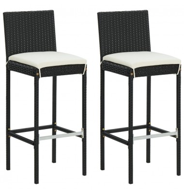  Sodo baro taburetės su pagalvėlėmis, 2vnt., juodos, poliratanas - Baro kėdės - 1