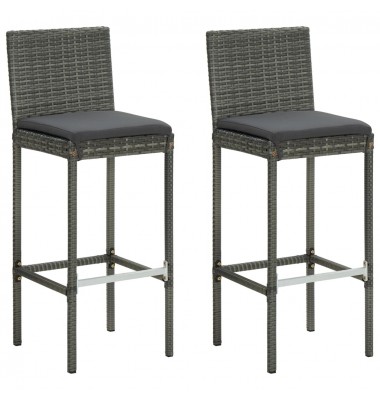  Sodo baro taburetės su pagalvėlėmis, 2vnt., pilkos, poliratanas - Baro kėdės - 1