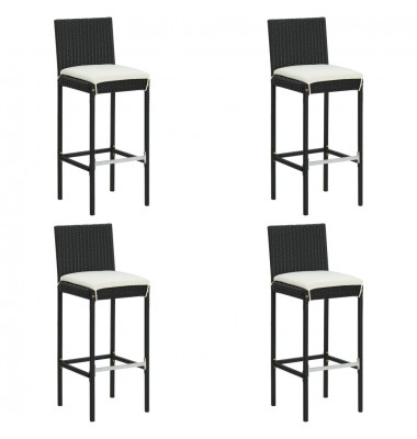  Sodo baro taburetės su pagalvėlėmis, 4vnt., juodos, poliratanas - Baro kėdės - 1