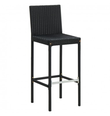  Sodo baro taburetės su pagalvėlėmis, 4vnt., juodos, poliratanas - Baro kėdės - 3