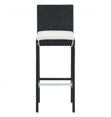  Sodo baro taburetės su pagalvėlėmis, 4vnt., juodos, poliratanas - Baro kėdės - 4
