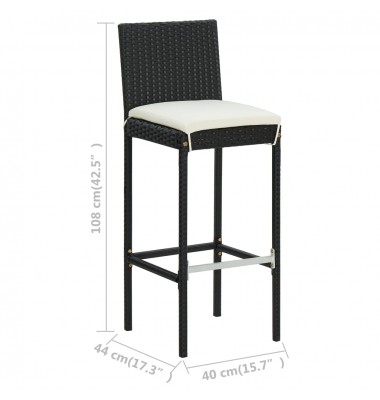  Sodo baro taburetės su pagalvėlėmis, 4vnt., juodos, poliratanas - Baro kėdės - 9