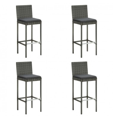  Sodo baro taburetės su pagalvėlėmis, 4vnt., pilkos, poliratanas - Baro kėdės - 1