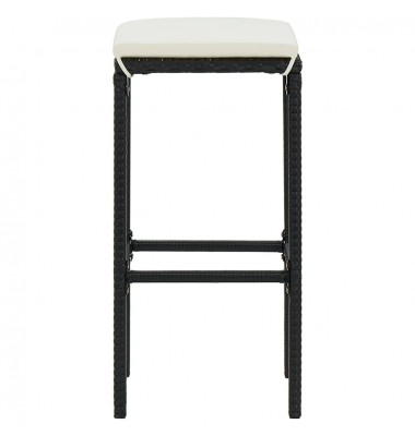  Baro taburetės su pagalvėlėmis, 2vnt., juodos, poliratanas - Baro kėdės - 4
