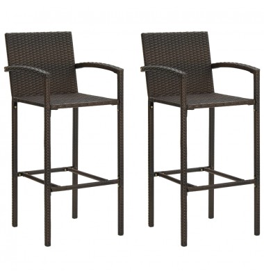  Baro taburetės, 2vnt., rudos spalvos, poliratanas - Baro kėdės - 1