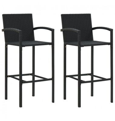  Baro taburetės, 2vnt., juodos spalvos, poliratanas - Baro kėdės - 1