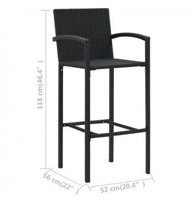  Baro taburetės, 2vnt., juodos spalvos, poliratanas - Baro kėdės - 8