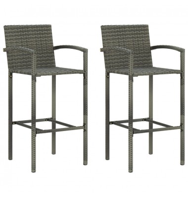  Baro taburetės, 2vnt., pilkos spalvos, poliratanas - Baro kėdės - 1