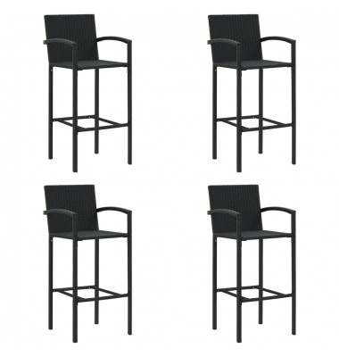  Baro taburetės, 4vnt., juodos spalvos, poliratanas - Baro kėdės - 1