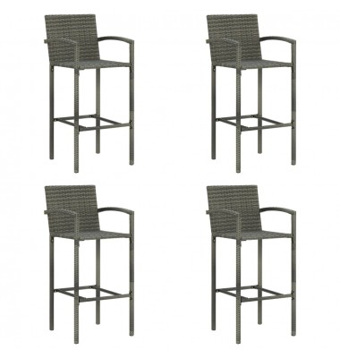  Baro taburetės, 4vnt., pilkos spalvos, poliratanas - Baro kėdės - 1