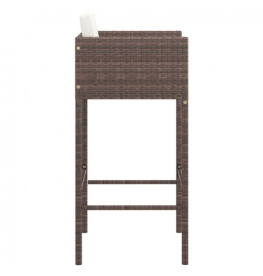  Baro taburetės su pagalvėlėmis, 4vnt., rudos, poliratanas - Baro kėdės - 5