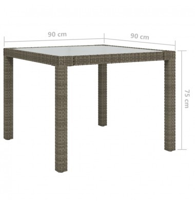  Sodo stalas, pilkas, 90x90x75cm, grūdintas stiklas/poliratanas - Lauko stalai, staliukai - 6