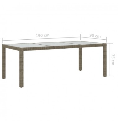  Sodo stalas, pilkas, 190x90x75cm, grūdintas stiklas/poliratanas - Lauko stalai, staliukai - 6