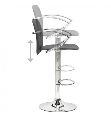  Baro taburetės, 2vnt., pilkos spalvos, dirbtinė oda - Baro kėdės - 6