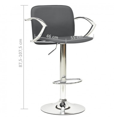  Baro taburetės, 2vnt., pilkos spalvos, dirbtinė oda - Baro kėdės - 9