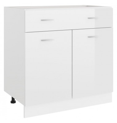 Apatinė spintelė su stalčiumi, balta, 80x46x81,5cm, MDP, blizgi - Virtuvės spintelės - 1