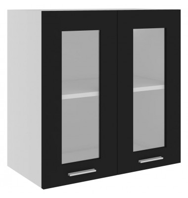 Pakabinama stiklinė spintelė, juodos spalvos, 60x31x60cm, MDP - Virtuvės spintelės - 1