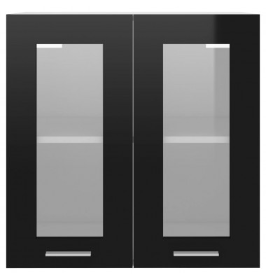 Pakabinama stiklinė spintelė, juodos spalvos, 60x31x60cm, MDP - Virtuvės spintelės - 5