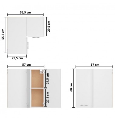  Pakabinama kampinė spintelė, baltos spalvos, 57x57x60cm, MDP - Virtuvės spintelės - 9