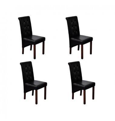  Valgomojo kėdės, 4 vnt., juodos, dirbtinė oda 
