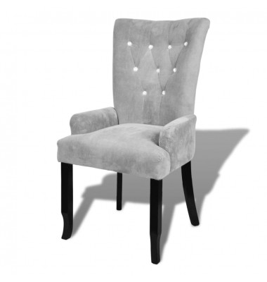 Krėslas, sidabrinis, aksomas - Valgomojo Kėdės - 1