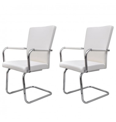 Gembinės valgomojo kėdės, 2vnt., baltos, dirbtinė oda - Valgomojo Kėdės - 1