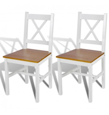  Valgomojo kėdės, 2vnt., baltos, pušies mediena  - Valgomojo Kėdės - 1
