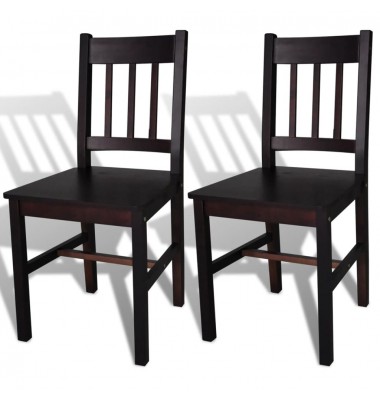  Valgomojo kėdės, 2vnt., tamsiai rudos, pušies mediena  - Valgomojo Kėdės - 1
