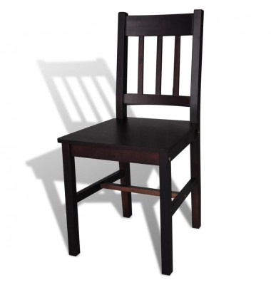  Valgomojo kėdės, 2vnt., tamsiai rudos, pušies mediena  - Valgomojo Kėdės - 4