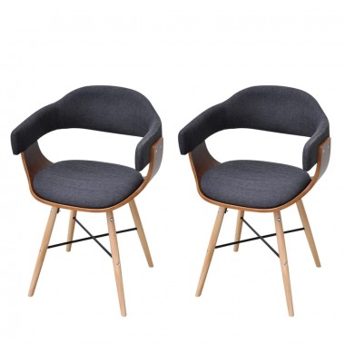 Valgomojo kėdės, 2vnt., tamsiai pilkos, mediena ir audinys - Valgomojo Kėdės - 1