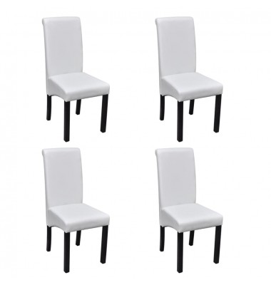  Valgomojo kėdės, 4 vnt., baltos spalvos, dirbtinė oda  - Valgomojo Kėdės - 1