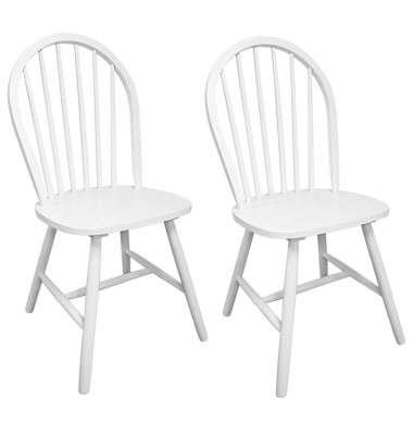 Valgomojo kėdės, 2vnt., baltos, kaučiukmedžio masyvas - Valgomojo Kėdės - 1