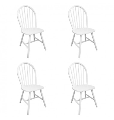 Valgomojo kėdės, 4vnt., baltos, kaučiukmedžio masyvas - Valgomojo Kėdės - 1