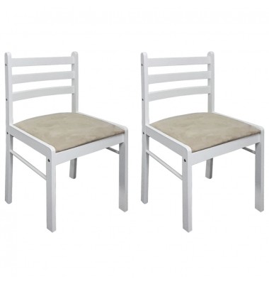 Valgomojo kėdės, 2vnt., baltos, bukmedžio masyvas ir aksomas - Valgomojo Kėdės - 1