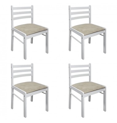 Valgomojo kėdės, 4vnt., baltos, bukmedžio masyvas ir aksomas - Valgomojo Kėdės - 1