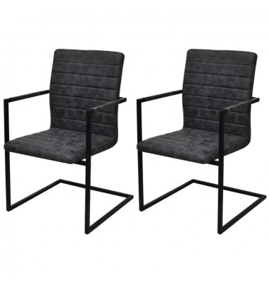  Gembinės valgomojo kėdės, 2vnt., juodos, dirbtinė oda  - Valgomojo Kėdės - 1