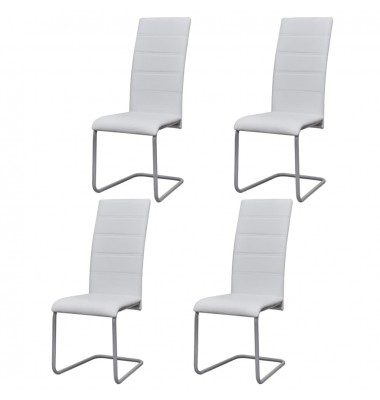  Gembinės valgomojo kėdės, 4 vnt., baltos, dirbtinė oda  - Valgomojo Kėdės - 1