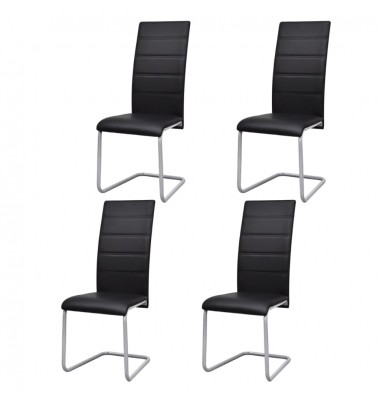 Gembinės valgomojo kėdės, 4vnt., juodos, dirbtinė oda - Valgomojo Kėdės - 1