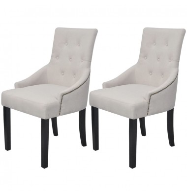  Valgomojo kėdės, 2 vnt., kreminės pilkos spalvos, audinys - Valgomojo Kėdės - 1