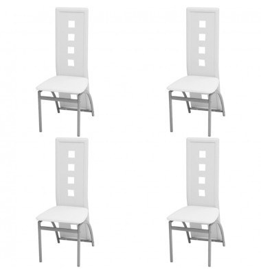  Valgomojo kėdės, 4 vnt., baltos spalvos, dirbtinė oda - Valgomojo Kėdės - 1