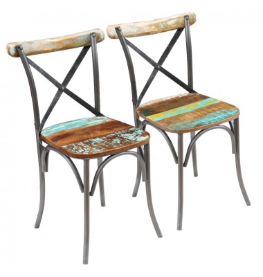  Valgomojo kėdės, 2vnt., perdirbtos medienos masyvas - Valgomojo Kėdės - 1