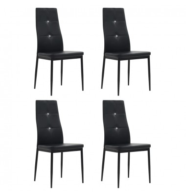  Valgomojo kėdės, 4 vnt., juodos spalvos, dirbtinė oda - Valgomojo Kėdės - 1